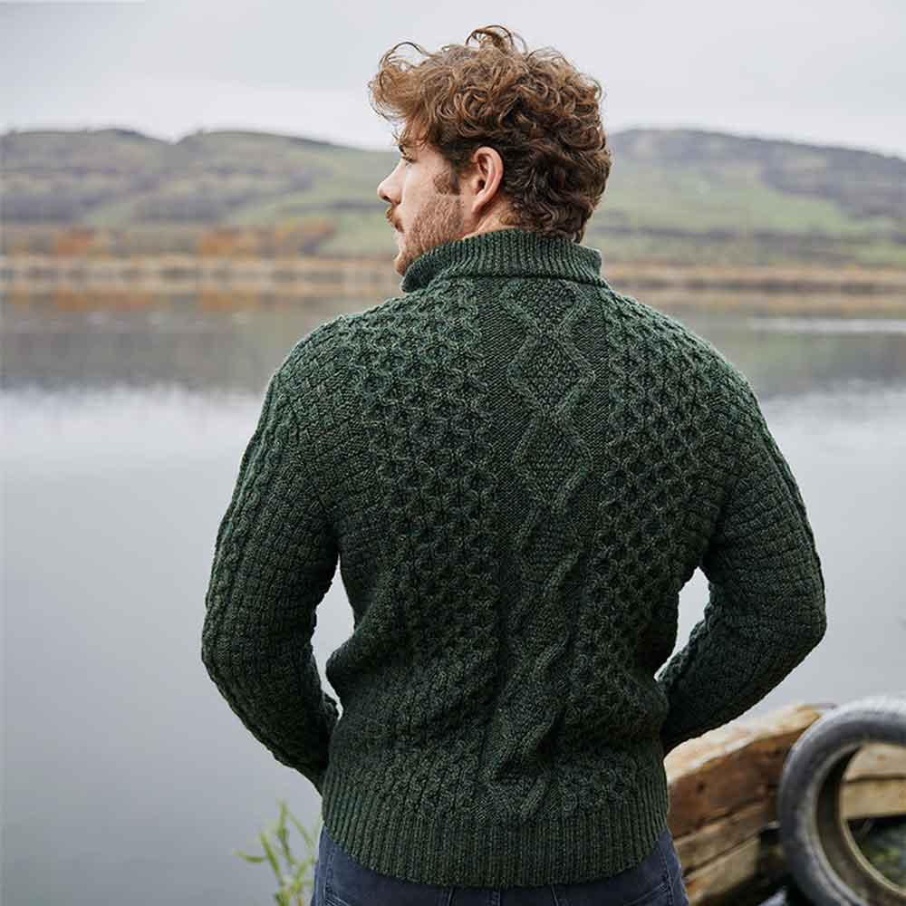 Irish Cardigan | Mens Aran Knit Half-Zip Cardigan at IrishShop.com ...