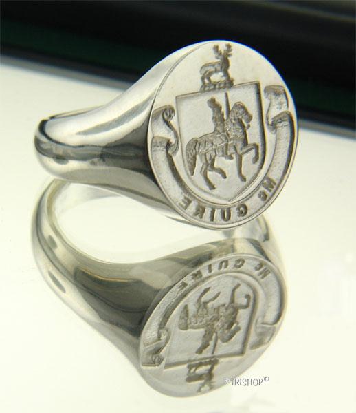 Product image for Irish Rings - Sterling Silver Personalized Full Coat of Arms Ring and Wax Seal - Large