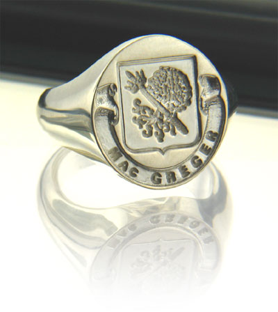 Product image for Irish Rings - Personalized Sterling Silver Coat of Arms Ring - Large
