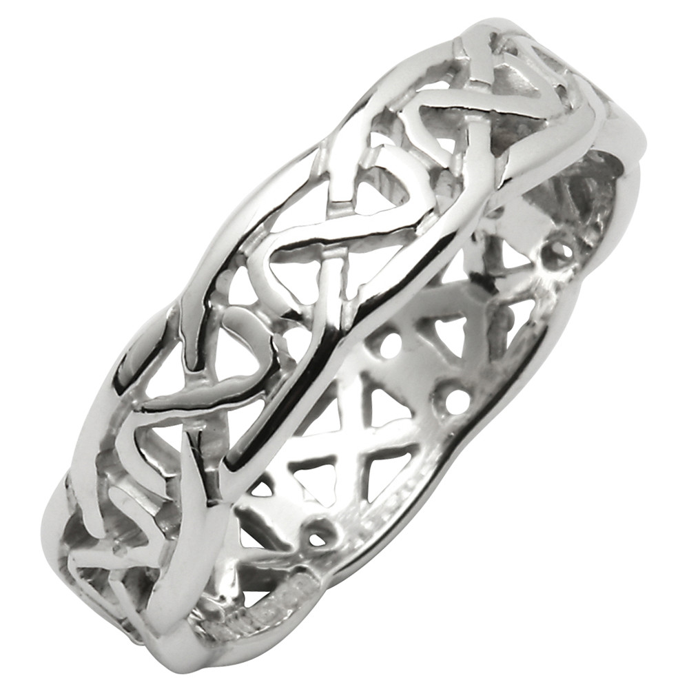 Product image for Irish Wedding Ring - Celtic Knot Narrow Pierced Sheelin Ladies Wedding Band