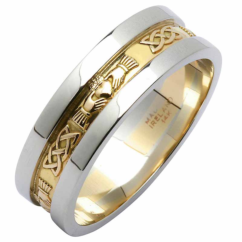  Irish  Wedding  Ring  Ladies Yellow Gold  With White  Gold  