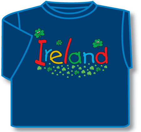 Product image for Kids Smiling Shamrocks Ireland Irish T-Shirt - Blue