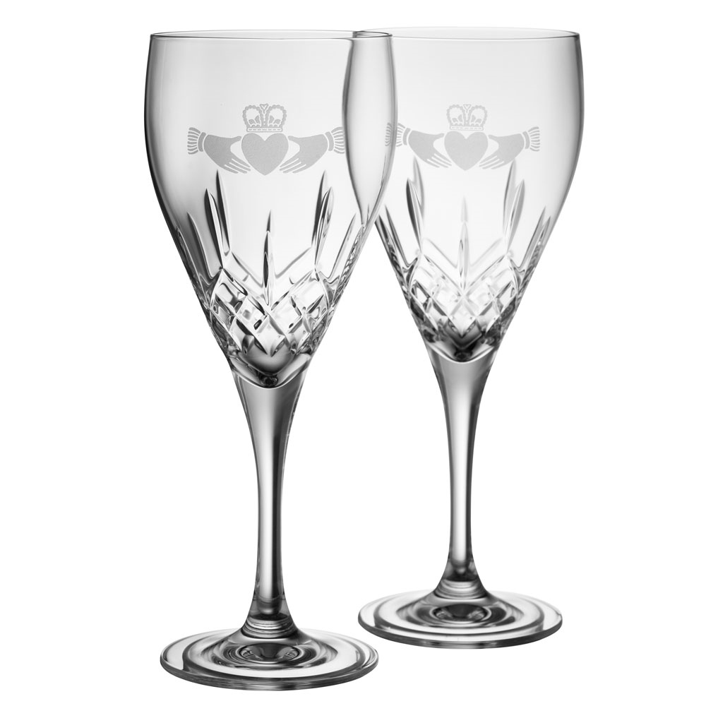 Product image for Galway Irish Crystal | Claddagh Red Wine (Pair)  
