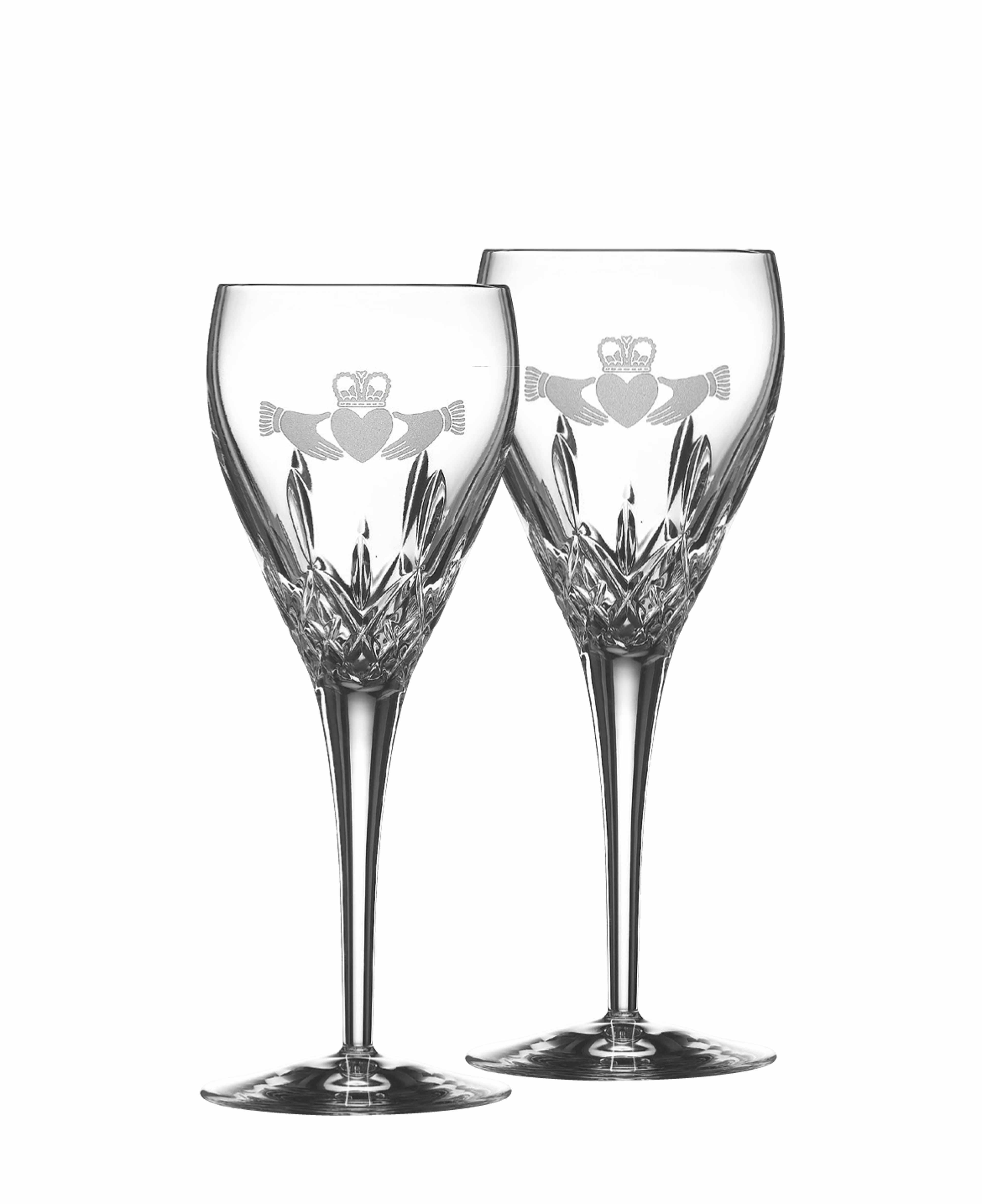 Product image for Galway Irish Crystal | Claddagh White Wine (Pair)
