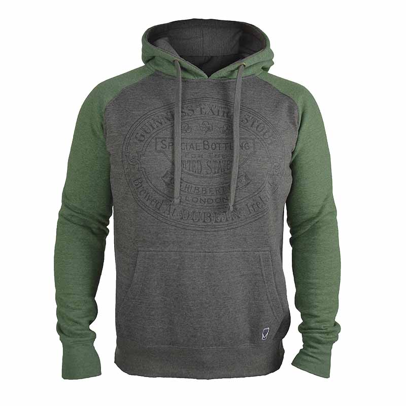 Product image for Irish Sweatshirts | Guinness Grey & Green Pullover Hooded Sweatshirt