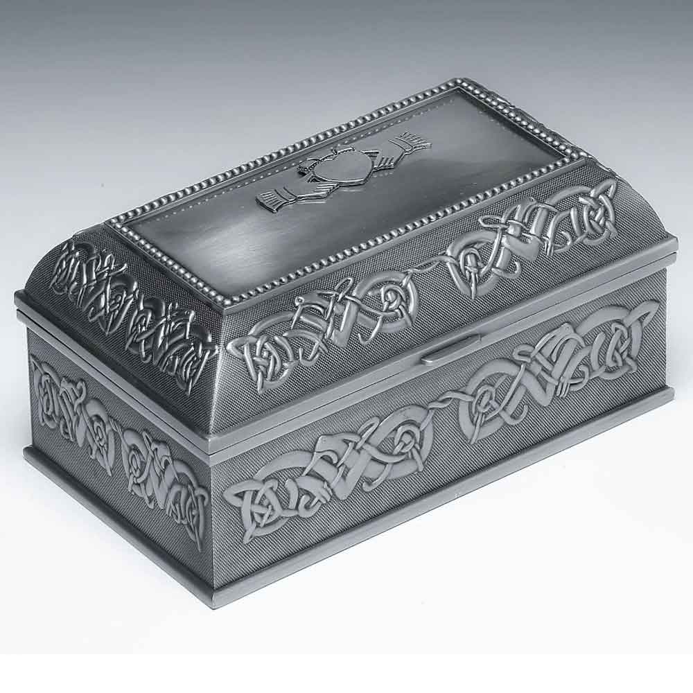 Product image for Irish Pewter Claddagh Jewelry Box Large