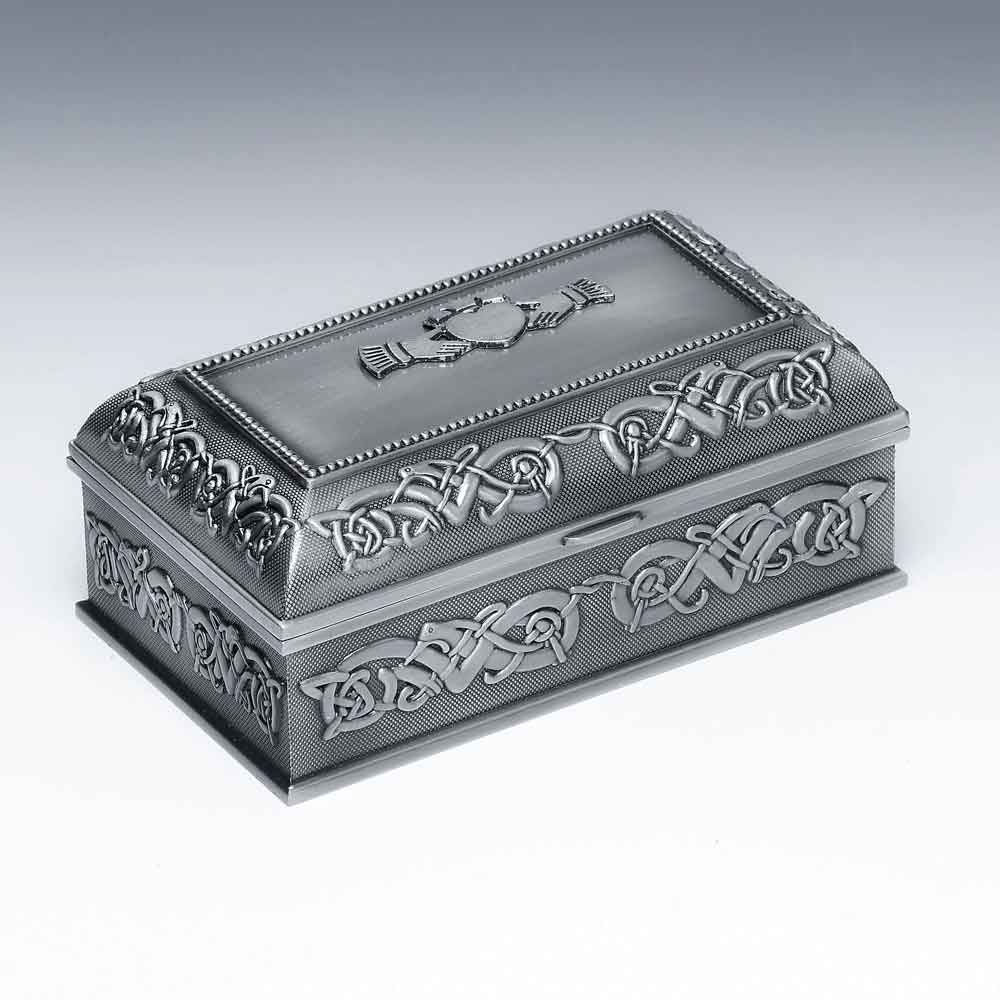 Product image for Irish Pewter Claddagh Jewelry Box Medium