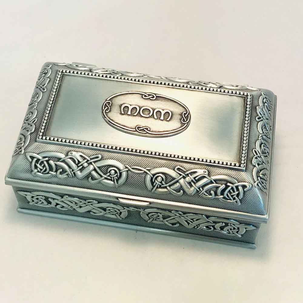 Product image for Irish Pewter Celtic Mom Jewelry Box Large