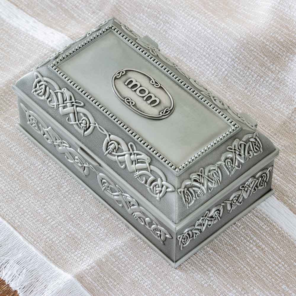 Product image for Irish Pewter Celtic Mom Jewelry Box Large