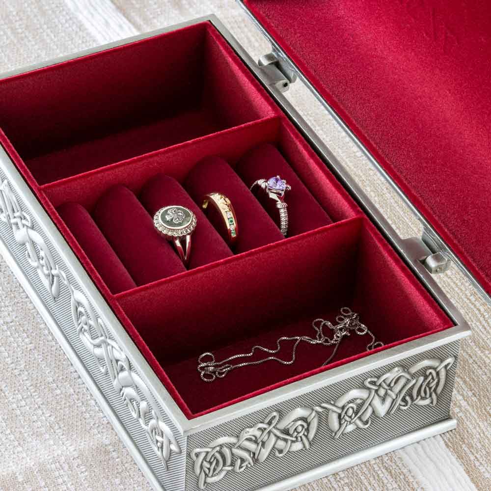 Product image for Irish Pewter Celtic Mom Jewelry Box Large