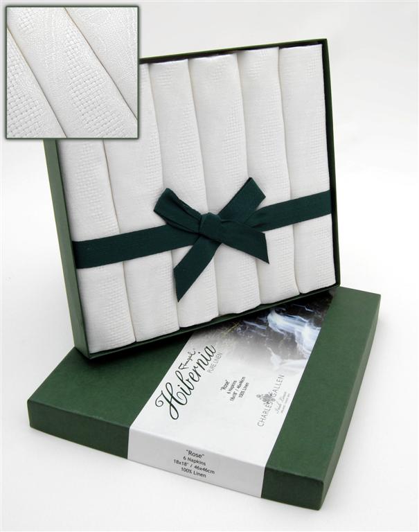 Irish Linen Napkins Irish Rose Hibernia Collection Box of 4 18 x 18
