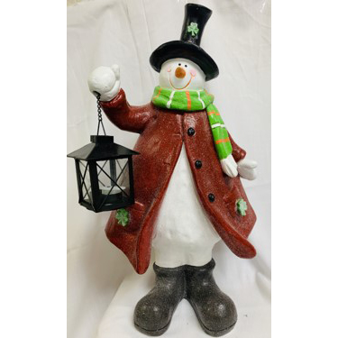Product image for Irish Christmas | Tall Irish Snowman with Light Up LED Lamp