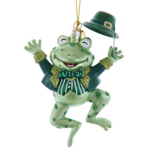 Product image for Irish Christmas | Happy Dancing Frog Glass Ornament