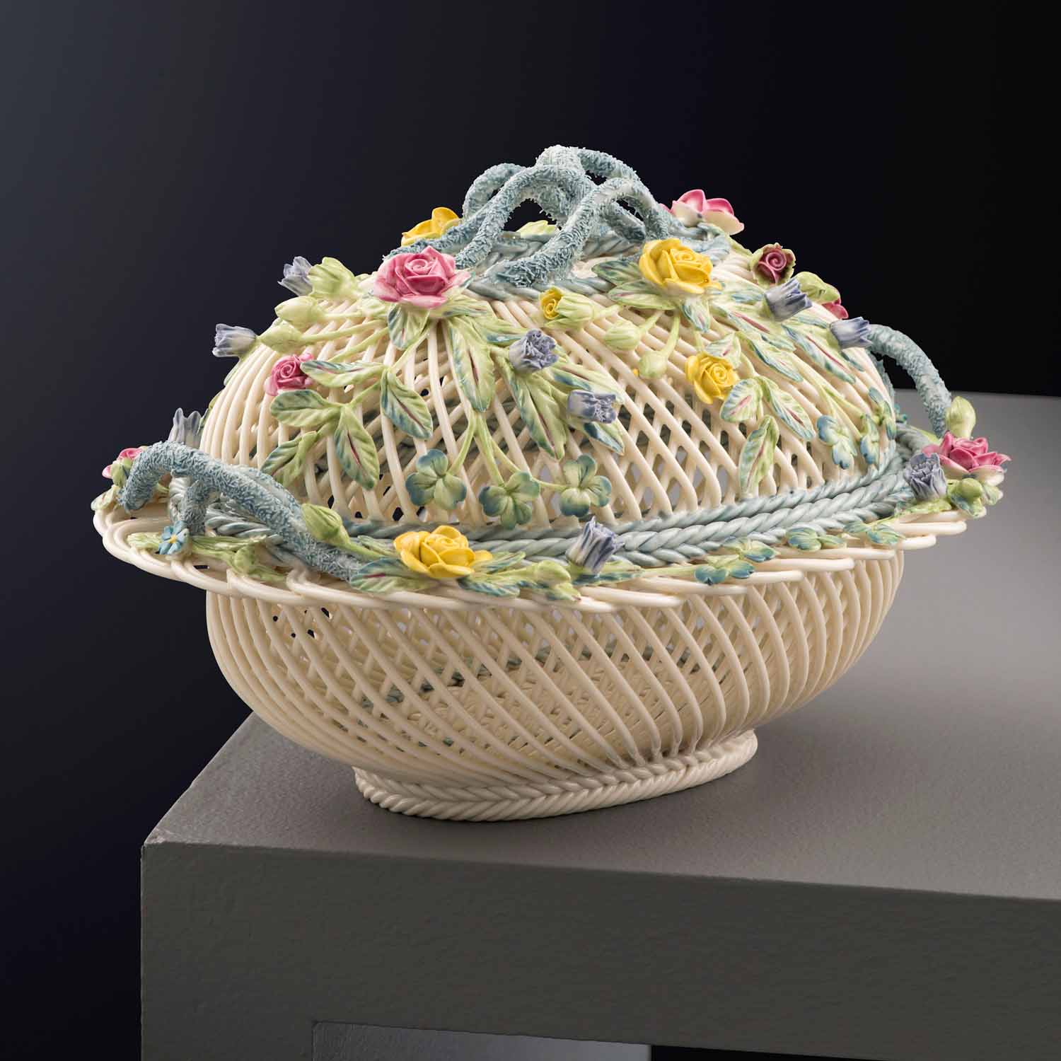 Product image for Belleek Pottery | Masterpiece Collection Oval Covered Basket