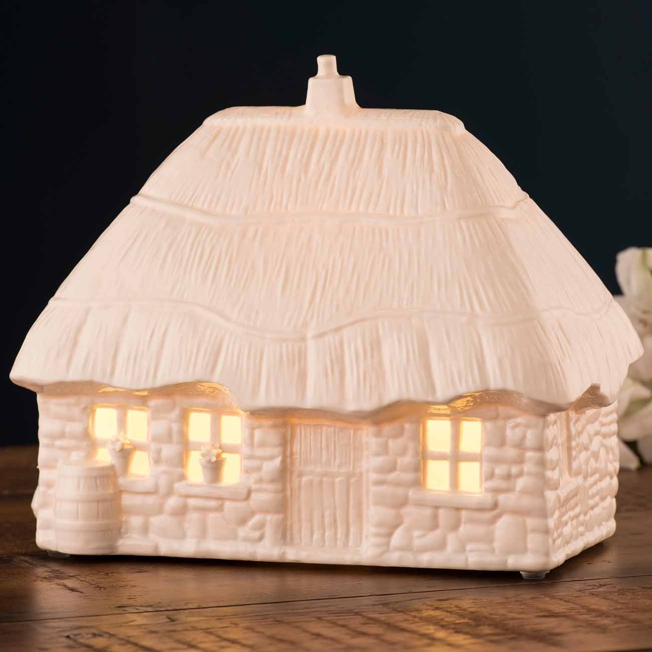 Product image for Belleek Pottery | Thatched Cottage Luminaire