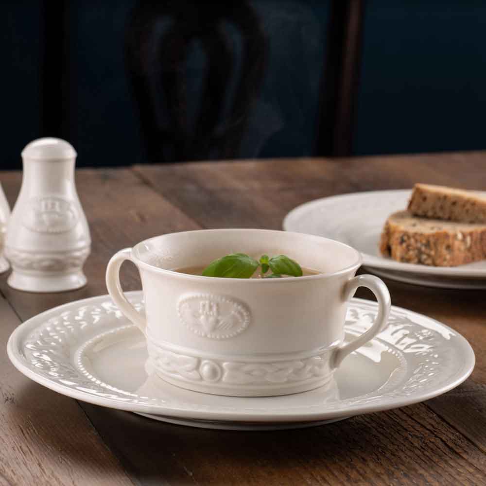 Product image for Belleek Pottery | Irish Claddagh Handled Soup Bowl
