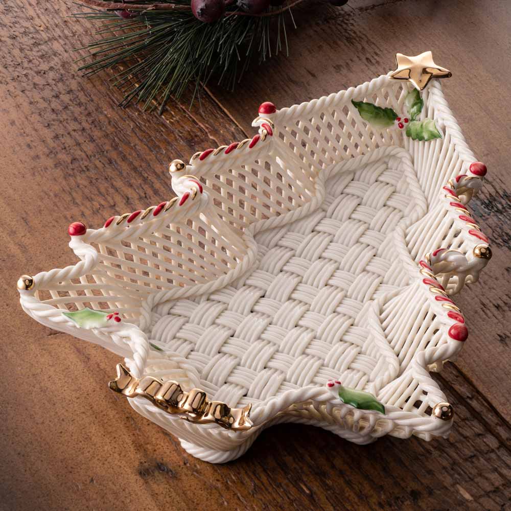 Product image for Belleek Pottery | Irish Christmas Tree Basket