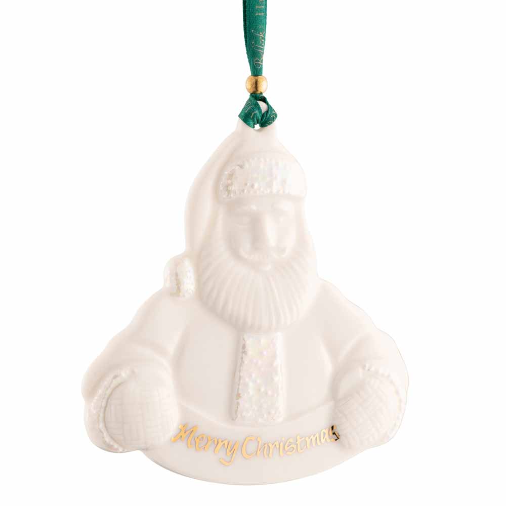 Product image for Irish Christmas | Belleek Pottery Merry Santa Claus Ornament