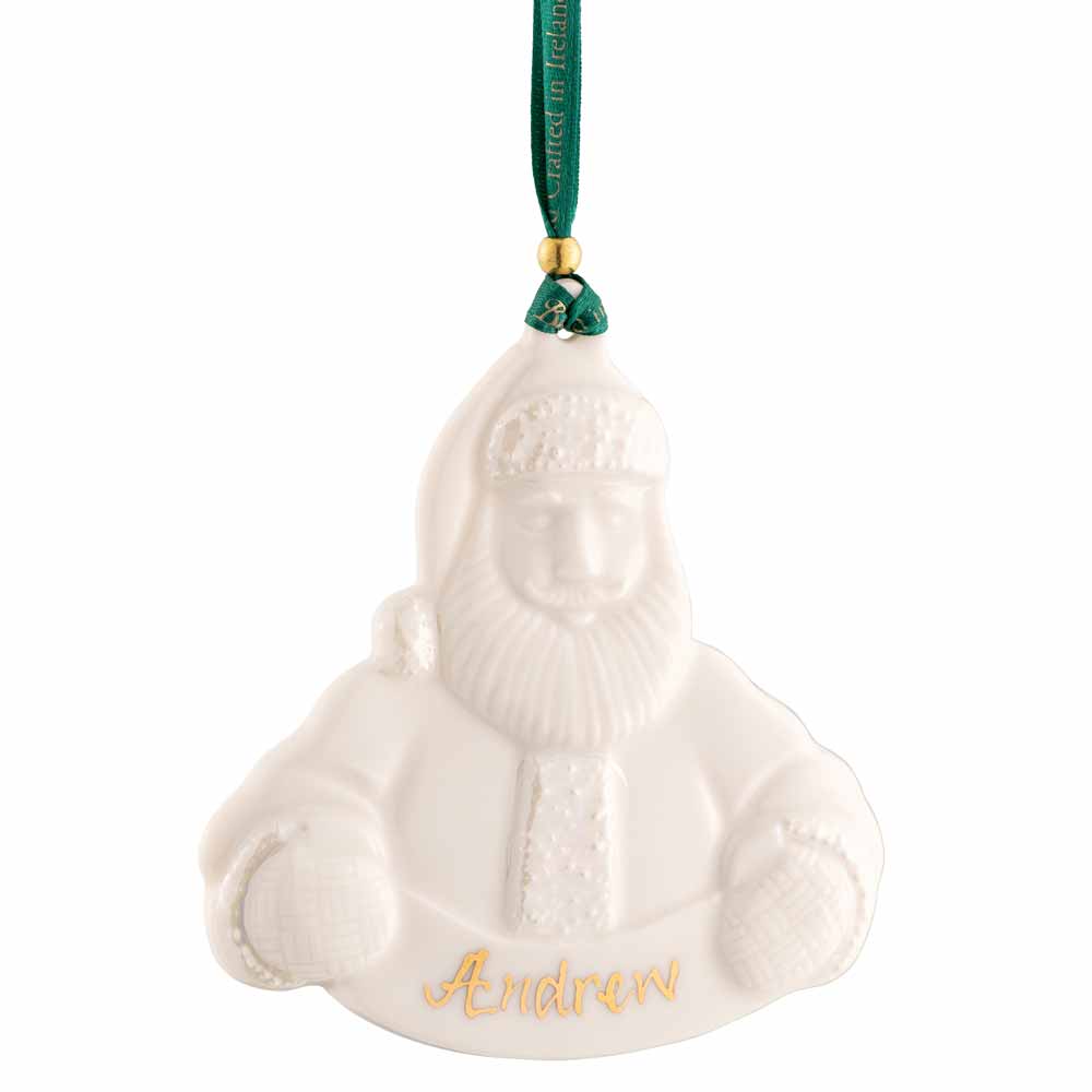Product image for Irish Christmas | Belleek Pottery Merry Santa Claus Personalized Ornament