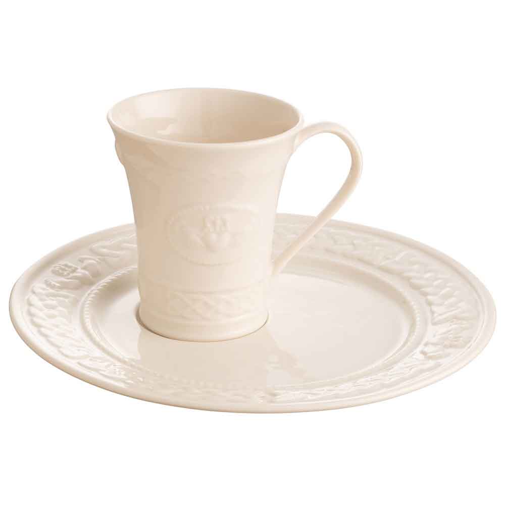 Product image for Belleek Pottery | Irish Claddagh Mug & Tray Set