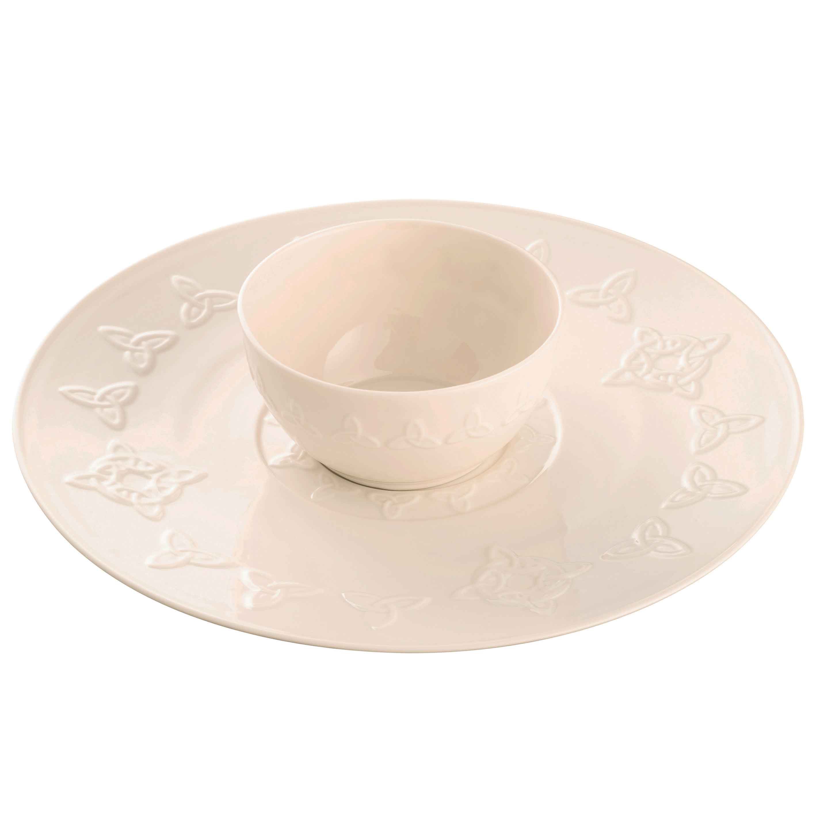 Belleek Pottery | Irish Trinity Knot Chip & Dip Set at IrishShop.com |  HMBL10436