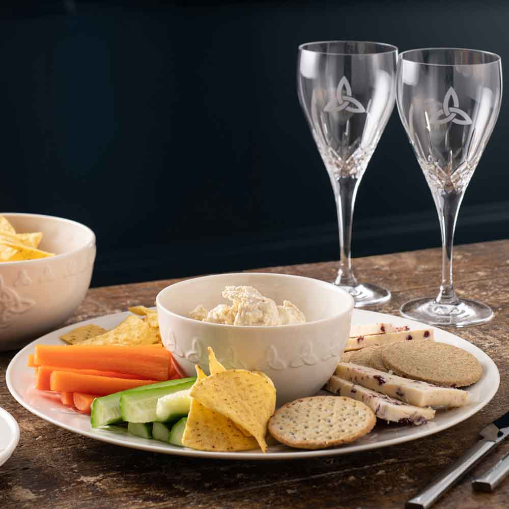 Product image for Belleek Pottery | Irish Trinity Knot Chip & Dip Set