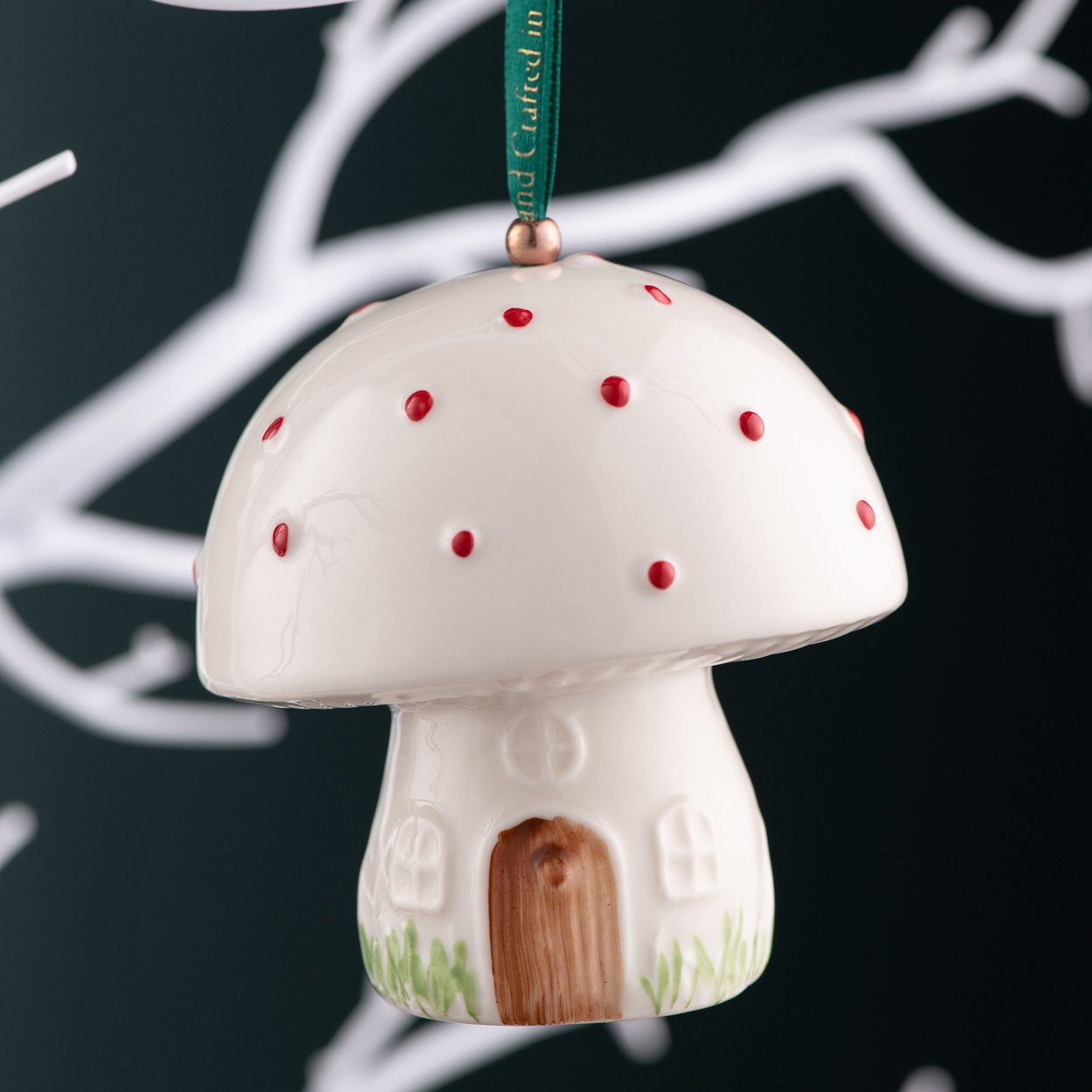 Irish Christmas Belleek Pottery Toadstool Ornament at