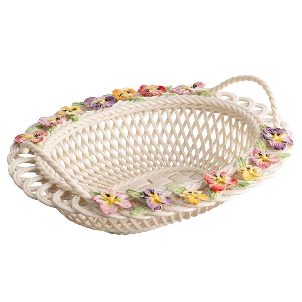 Product image for Belleek Pottery | Pansy Oval Basket