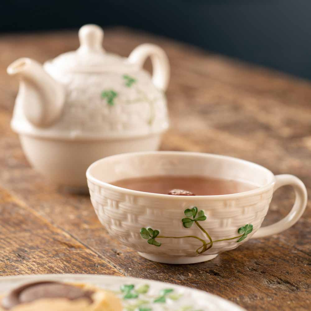 Product image for Belleek Pottery | Irish Shamrock Tea for One Teapot and Mug