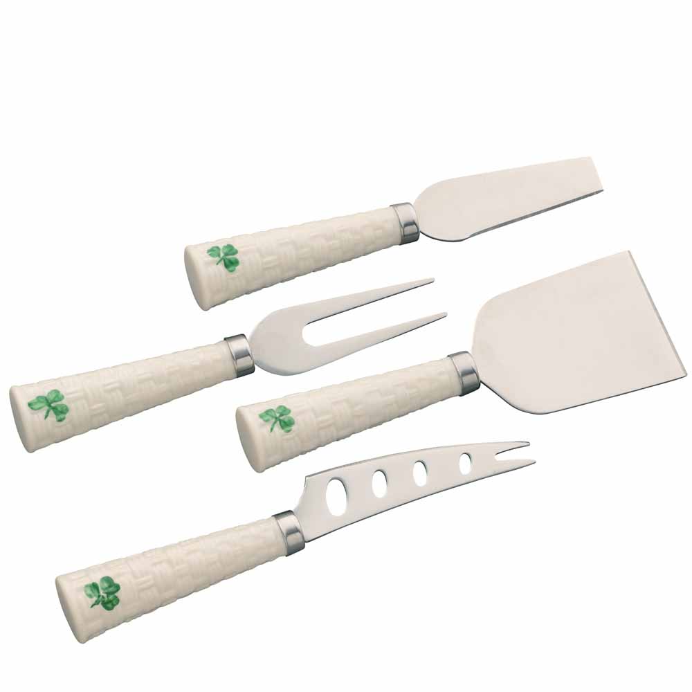 Product image for Belleek Pottery | Irish Shamrock Cheese Knife Set of 4