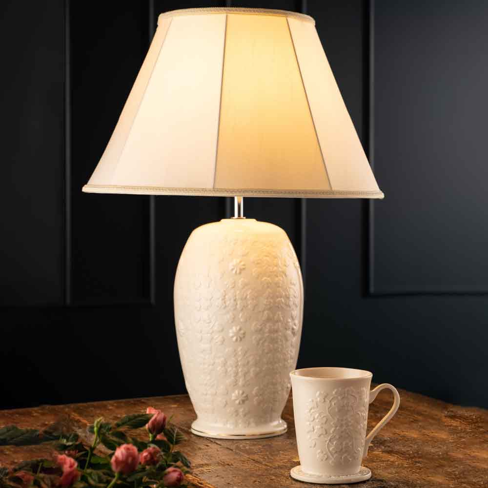 Product image for Belleek Pottery | Irish Field of Shamrocks Lamp - US Fitting
