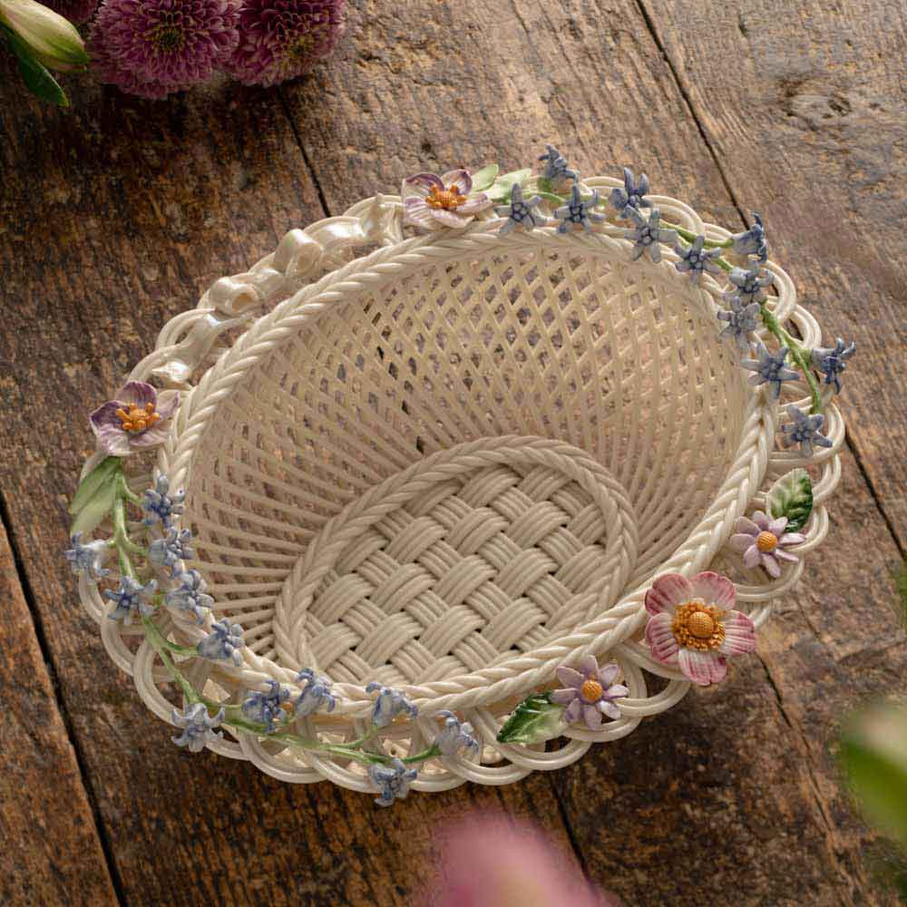 Product image for Belleek Pottery | Irish Woodland Ribbon Basket