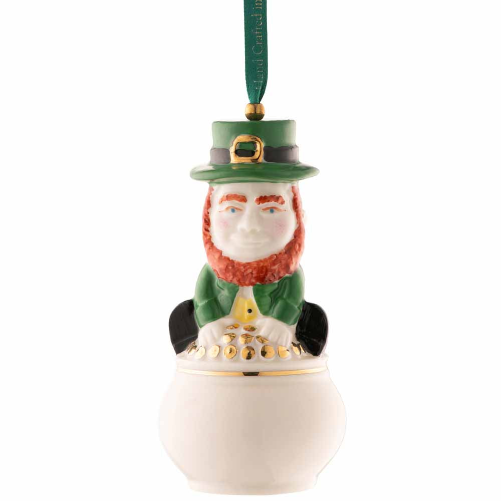 Product image for Irish Christmas | Belleek Leprechaun Pot of Gold Annual Hanging Ornament