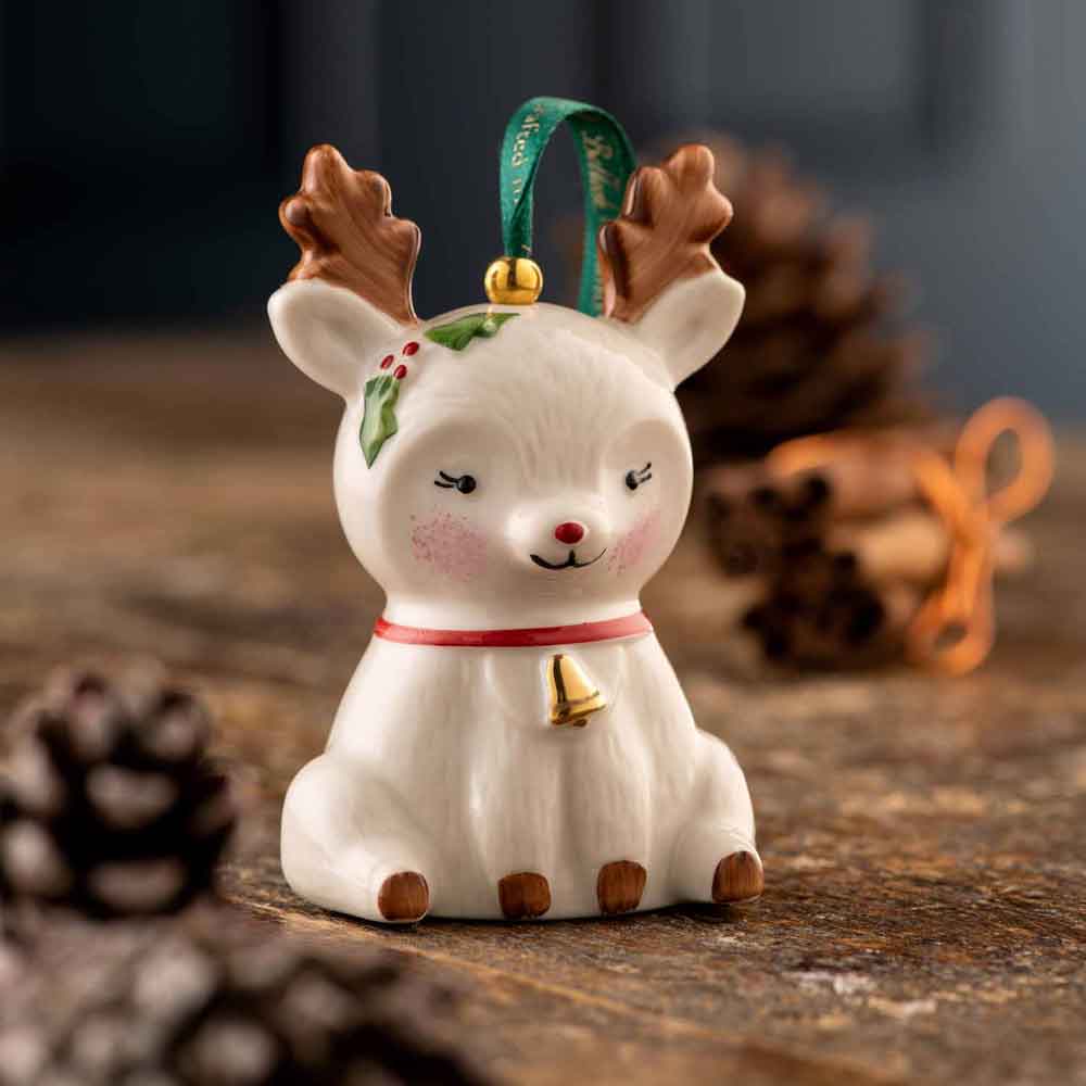 Product image for Irish Christmas | Belleek Reindeer Hanging Ornament