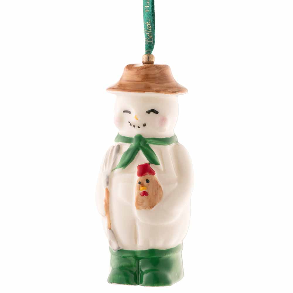 Product image for Irish Christmas | Belleek Farmer Snowman Hanging Ornament