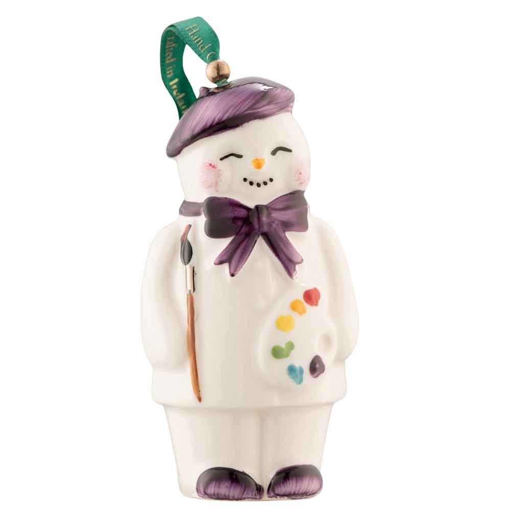 Product image for Irish Christmas | Belleek Artist Snowman Ornament