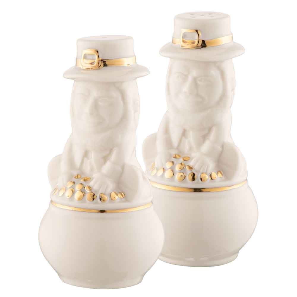 Product image for Belleek Pottery | Irish Leprechaun Salt & Pepper Set