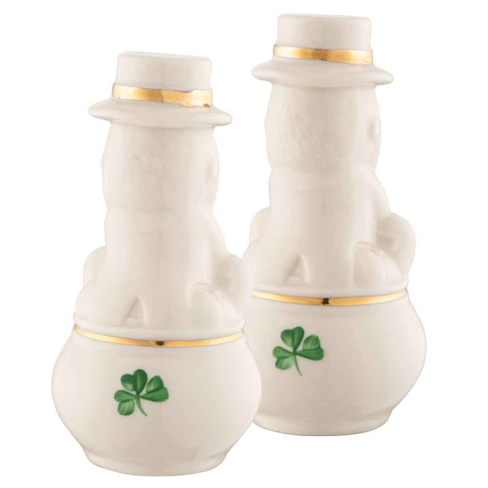 Product image for Belleek Pottery | Irish Leprechaun Salt & Pepper Set