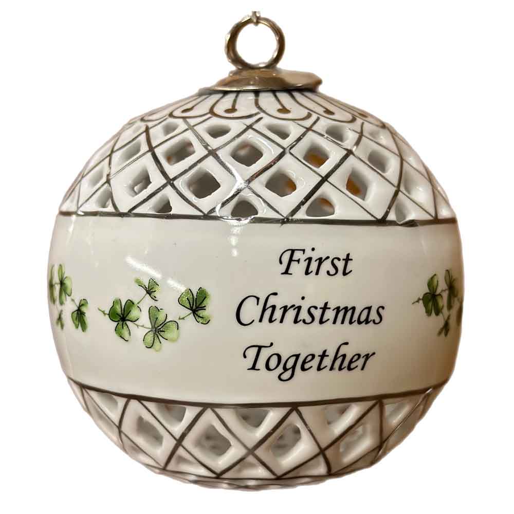 Product image for Irish Christmas | Our first Christmas Together Shamrock Bauble Ornament