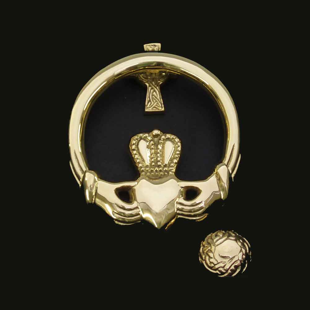 Product image for Irish Doorknocker | Brass Claddagh and Celtic Cross Door Knocker - Large