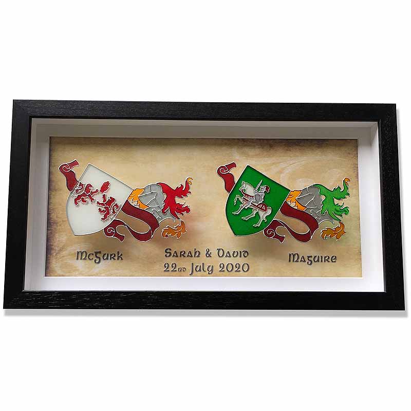 Product image for Irish Coat of Arms Hand Painted Double Heraldic Box Frame
