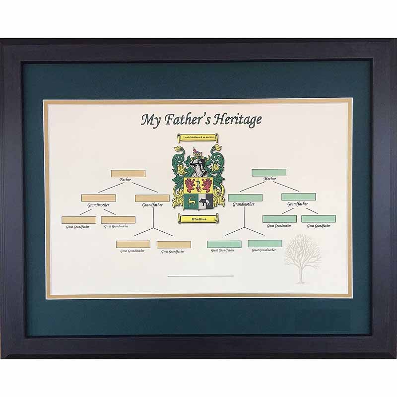 Product image for Irish Coat of Arms | Father's Family Tree Framed Print