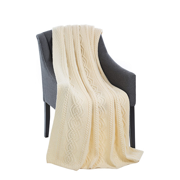 Product image for Irish Throw | Dara Merino Wool Aran Knit Throw