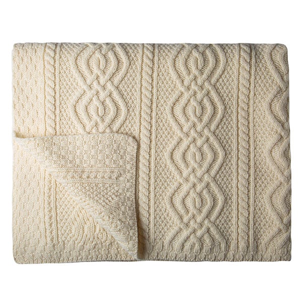 Irish Throw Dara Merino Wool Aran Knit Throw at IHSA10147