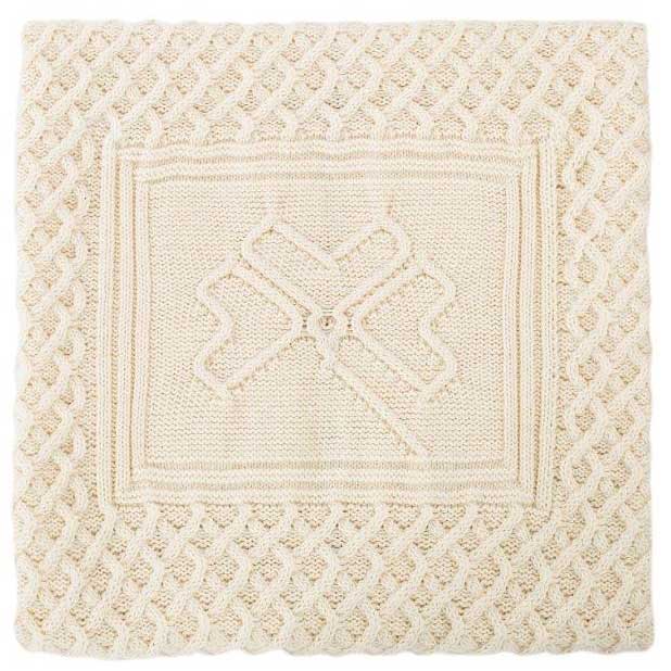 Irish Merino Wool Shamrock Throw Blanket 60x40 Inches by Aran Crafts Ireland 