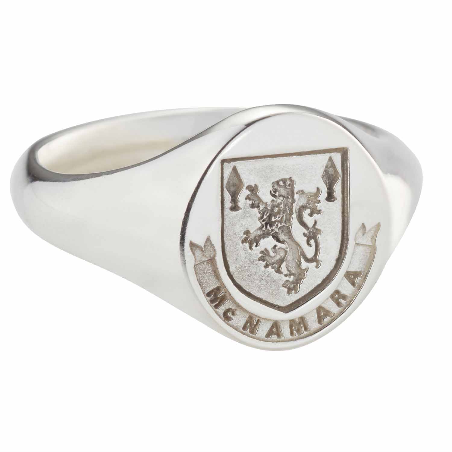 Product image for Irish Rings - Personalized Sterling Silver Coat of Arms Ring - Medium