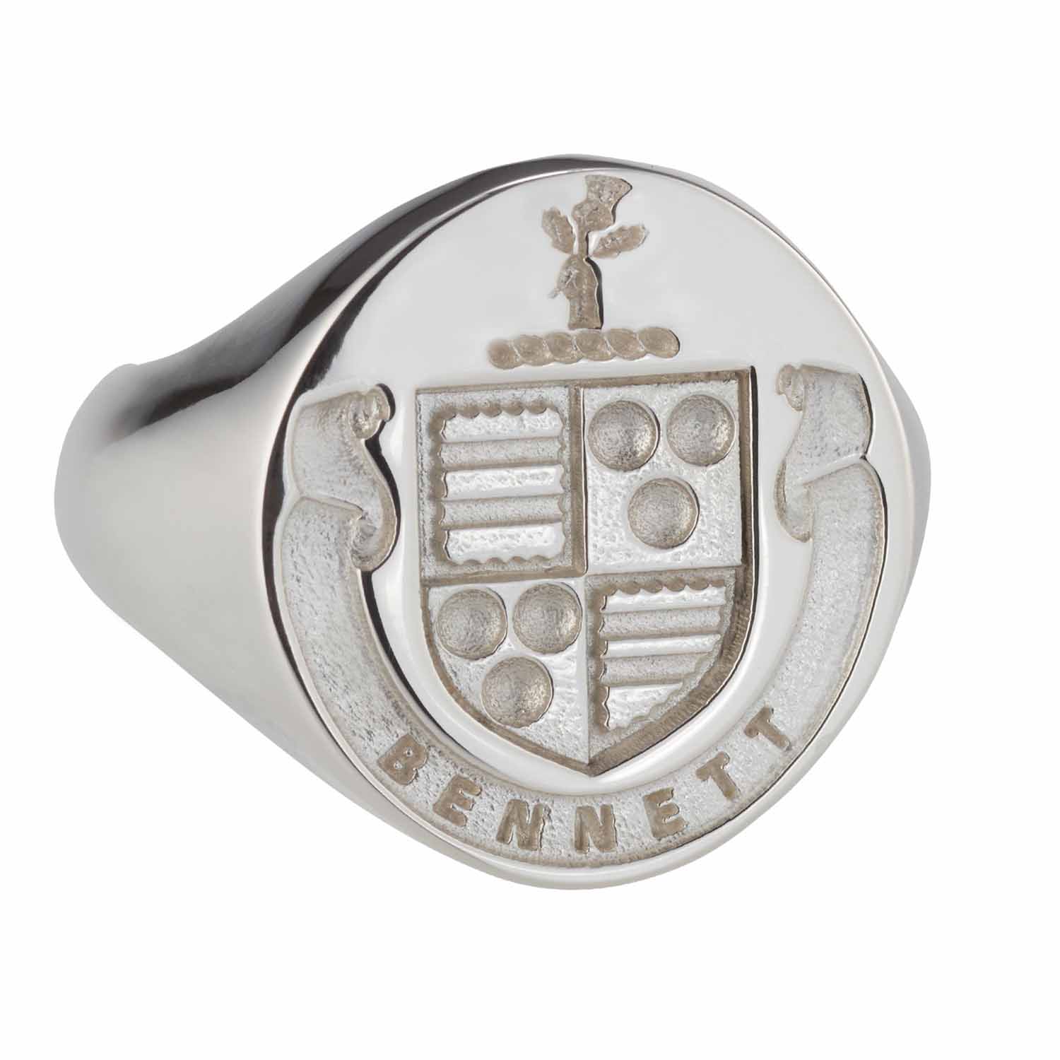 Product image for Irish Rings - Personalized Sterling Silver Full Coat of Arms Ring - Large