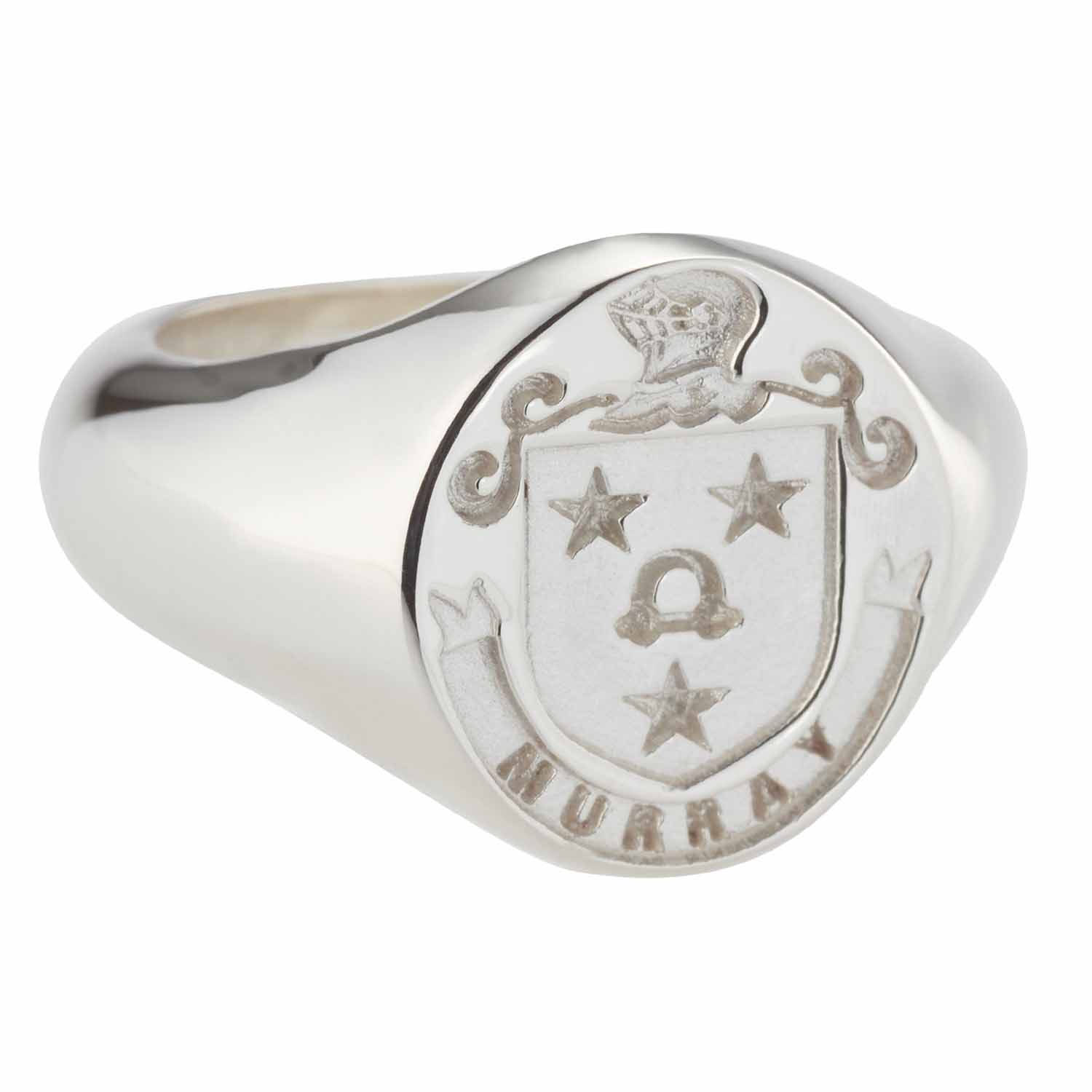 Product image for UPGRADE ORDER 117406 to Personalized Sterling Silver Coat of Arms and Mantle Ring - Large