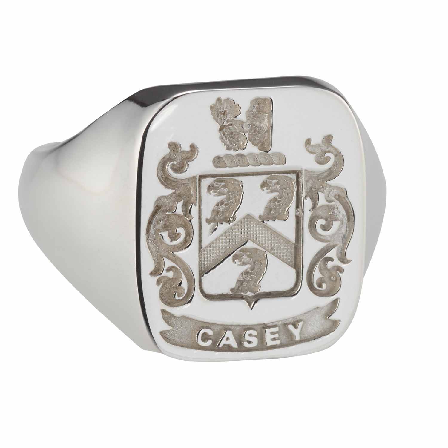 Product image for Irish Rings - Sterling Silver Personalized Coat of Arms Cushion Shaped Ring