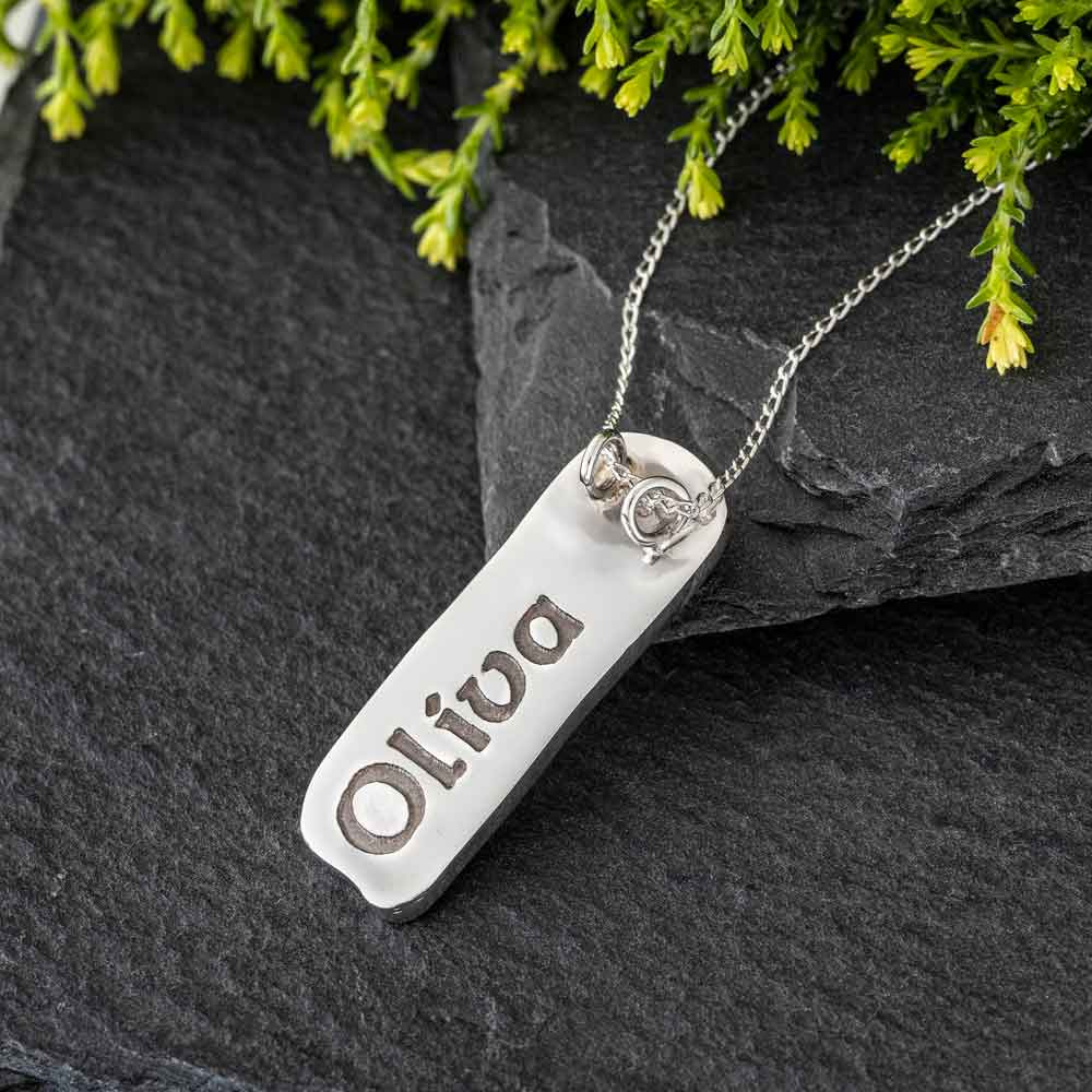 Product image for Irish Necklace - Personalized Solid Silver Ogham Pendant with Chain